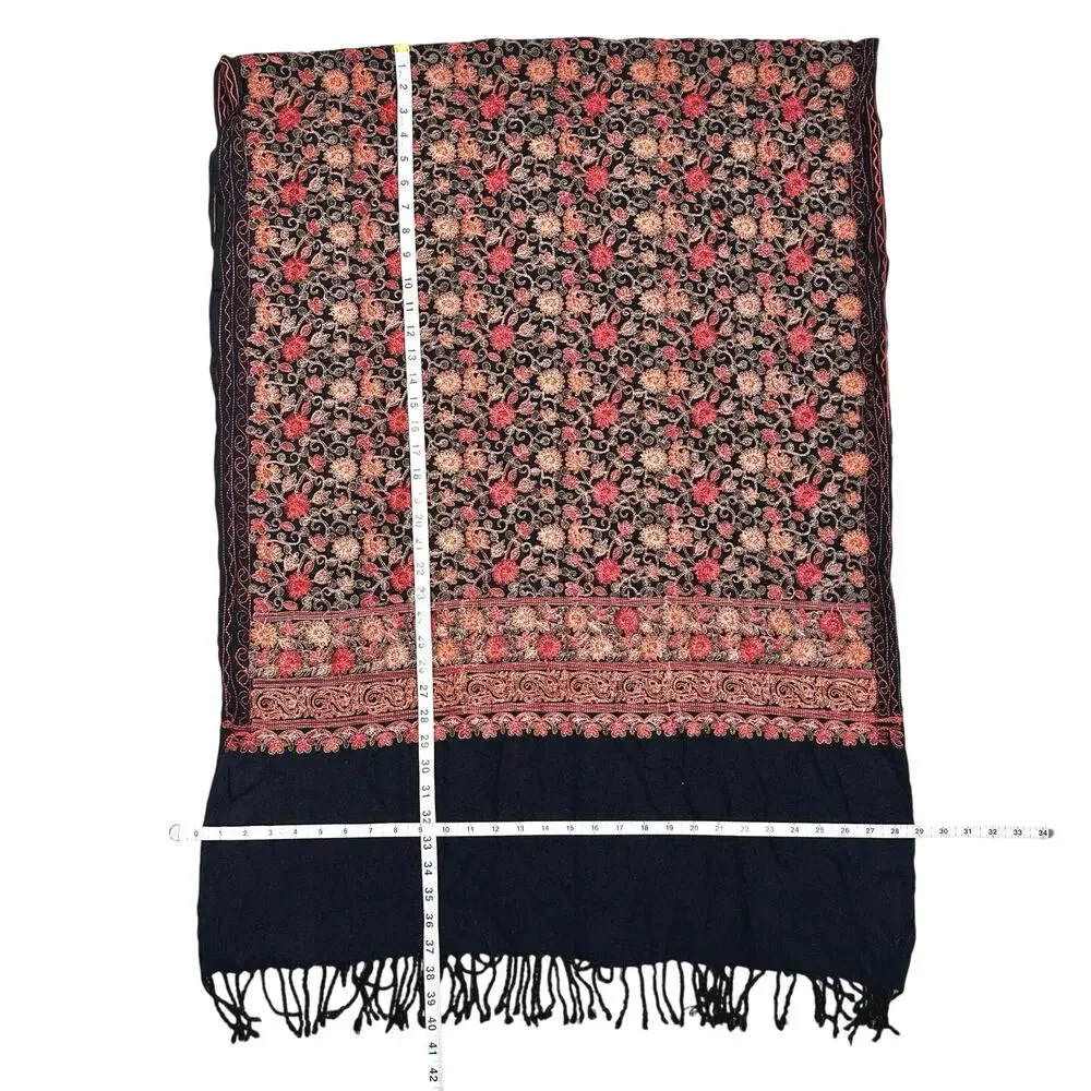 Unbranded | Women | Kashmiri Indian Floral Embroidered Wool Scarf Shawl | OS